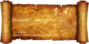 Vinkó Adrián névjegykártya